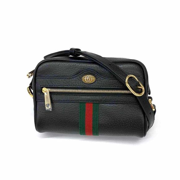 Gucci Ophidia Shoulder Black Leather Sherry Line Diagonal Bag - Picture 1 of 6